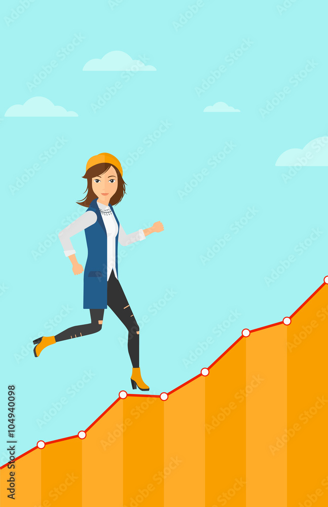 Business woman walking upstairs. Business woman walking upstairs.