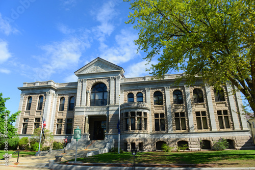 New Hampshire State Library Building was built in 1895 with native granite, in downtown Concord next to the State Capitol, State of New Hampshire, USA.