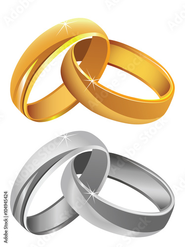 Gold & silver wedding rings Stock Vector | Adobe Stock