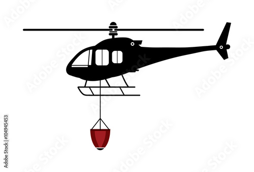 Firefighter helicopter on white background.