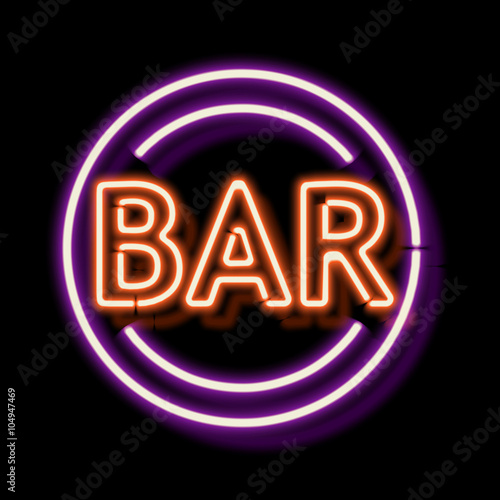 Vintage neon sign with an indication of the bar