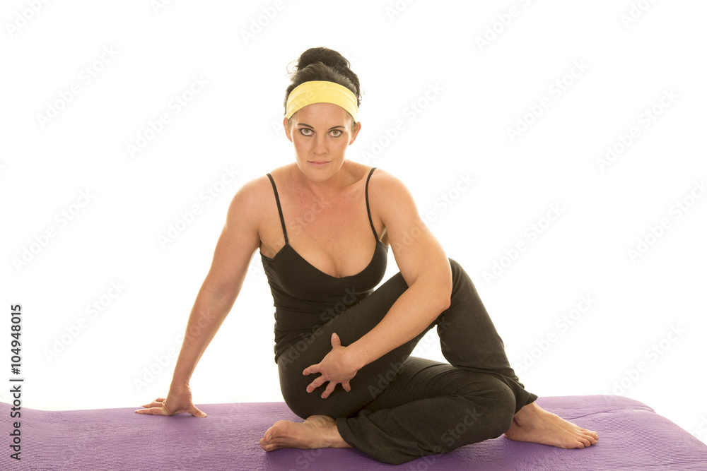 fitness woman in strap tank sit looking fitness woman in strap tank sit looking