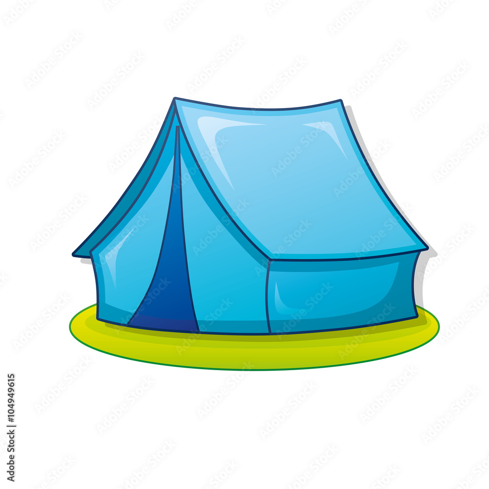 Retro blue tourist tent icon. Retro blue tourist tent icon.
