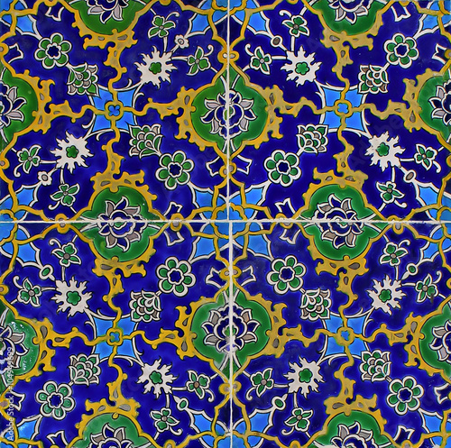 Iznik glaze tiles at the courtyard of Topkapi Palace in Istanbul, Turkey.  İznik is a town in the Province of Bursa, Turkey. photo