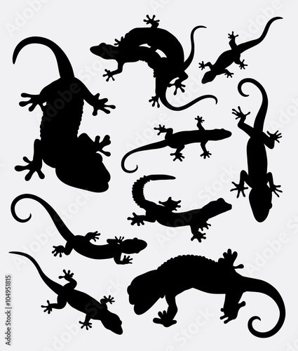 Lizard, gecko, reptile animal silhouette. Good use for symbol, logo, web icon, game elements, mascot, sign, sticker, or any design you want. Easy to use.