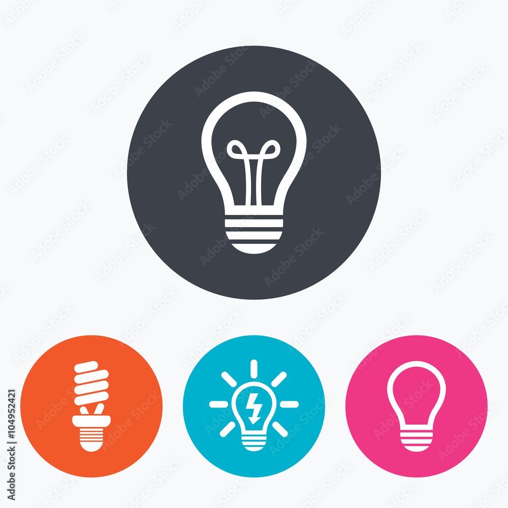 Light lamp icons. Energy saving symbols. Light lamp icons. Energy saving symbols.
