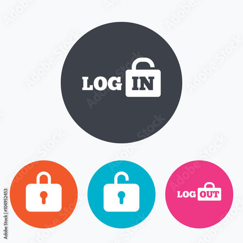 Login and Logout icons. Sign in icon. Locker.