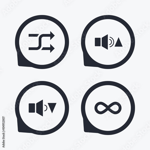 Player control icons. Sound louder and quieter.
