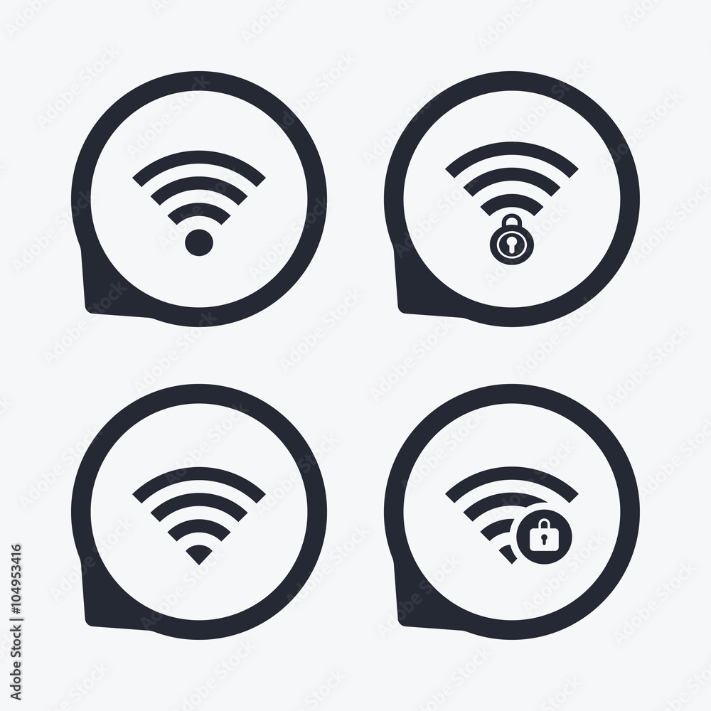 Wifi Wireless Network icons. Wi-fi zone locked. Wifi Wireless Network icons. Wi-fi zone locked.