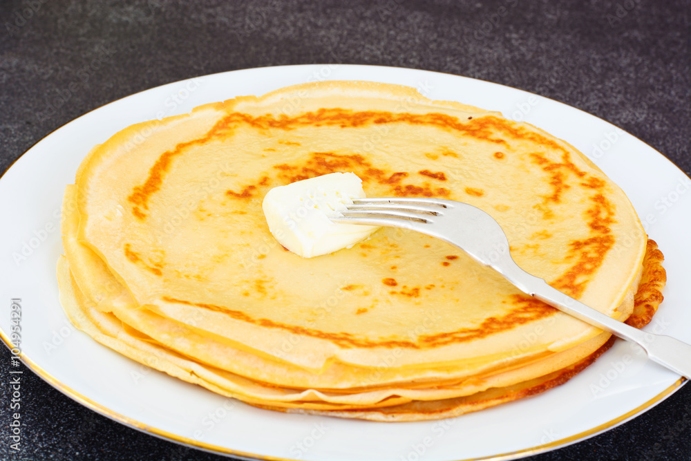 Tasty Pancakes Stack with Butter 