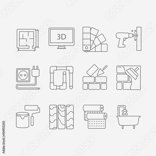 Interor desig icons isolated