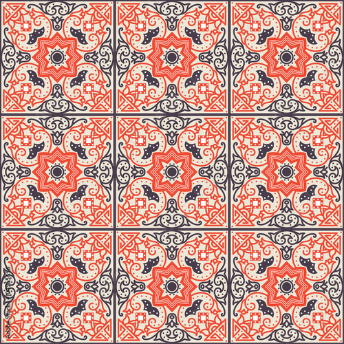 Talavera tile. Vibrant Mexican seamless pattern,