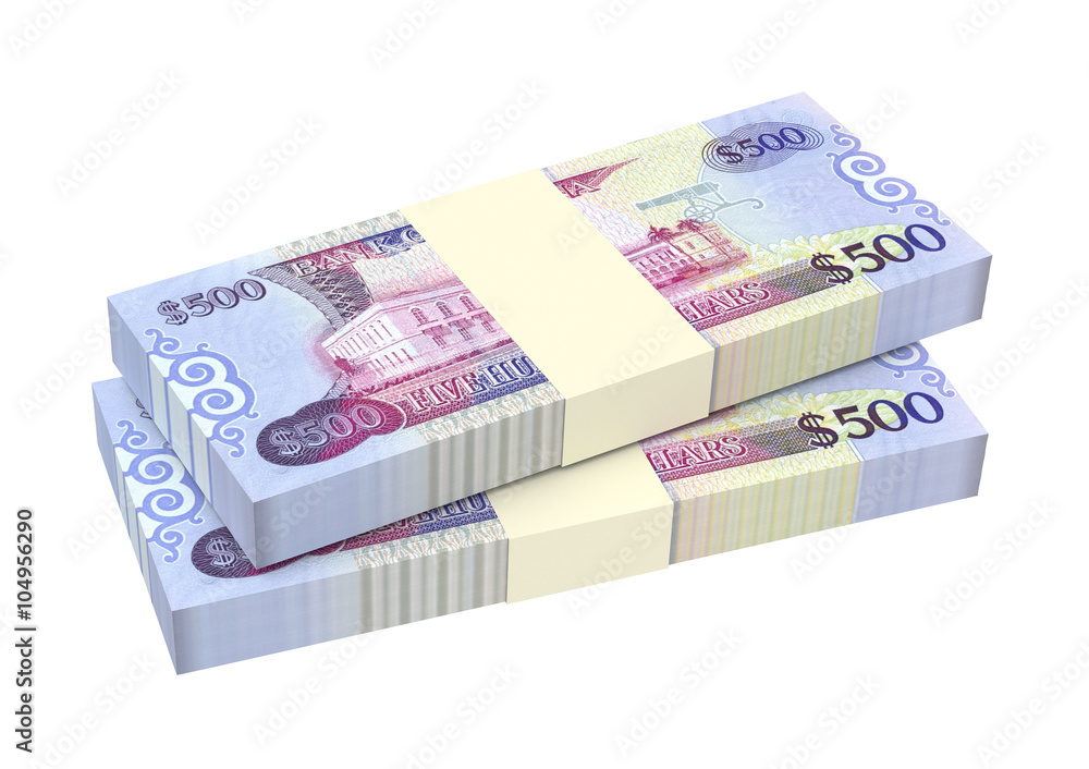 Guyanese dollars bills isolated on white background. Computer generated 3D photo rendering. Guyanese dollars bills isolated on white background. Computer generated 3D photo rendering.
