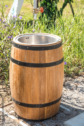 wash tub made of wooden barrel