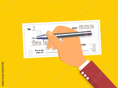 Man writing a payment check