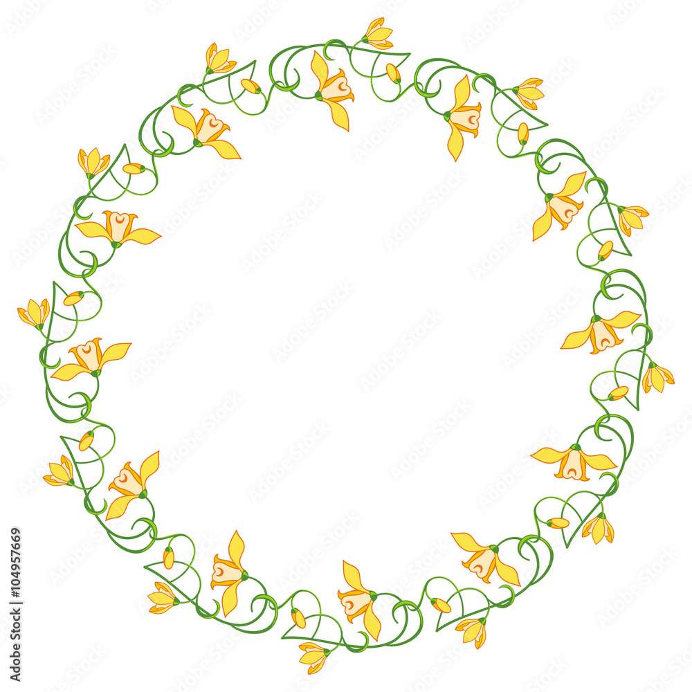 Round frame with yellow flowers Round frame with yellow flowers
