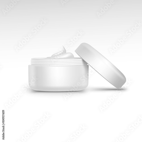 Vector Blank Jar with Cream Swirl Isolated on White Background