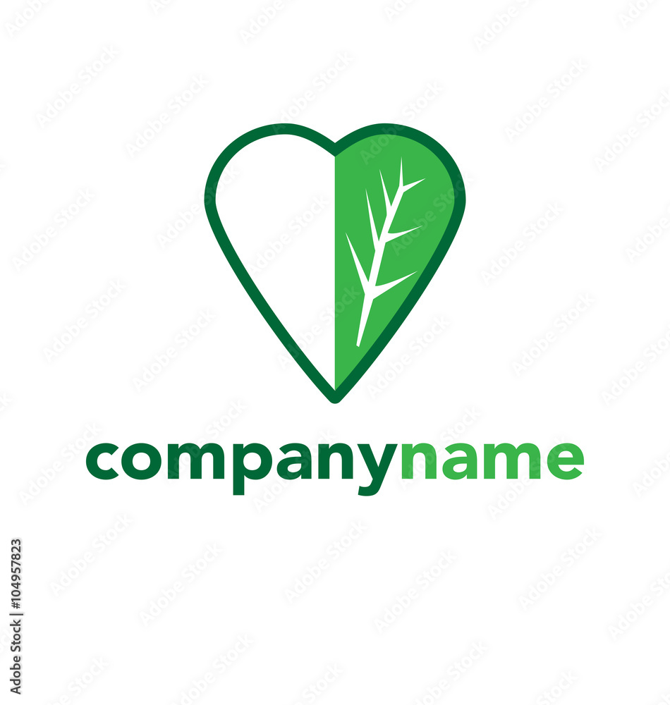 Abstract green heart tree icon logo Abstract green heart tree icon logo