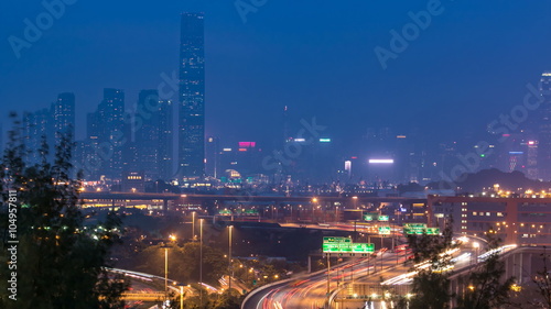 Wallpaper Mural Hong Kong Skyline near Container Terminal day to Night timelapse Torontodigital.ca