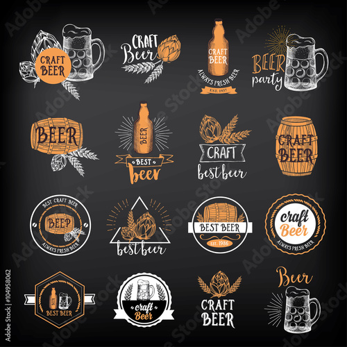 Beer restaurant cafe badges, drink template design. 