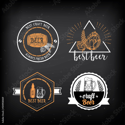 Beer restaurant cafe badges, drink template design. 