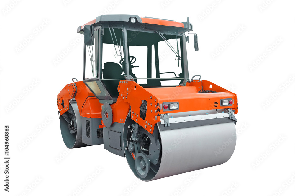 The image of a road rollers under the white background