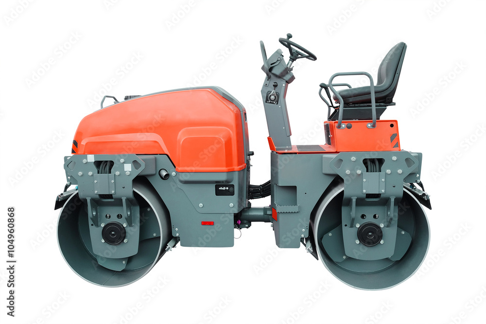 The image of a road rollers under the white background The image of a road rollers under the white background