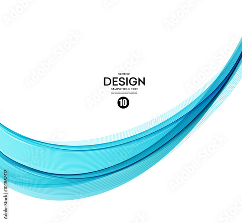 Abstract vector background, blue wavy 