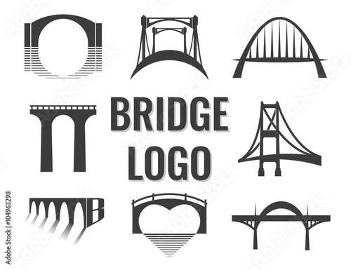 Vector set of bridge connection logo. logotype for business. photo