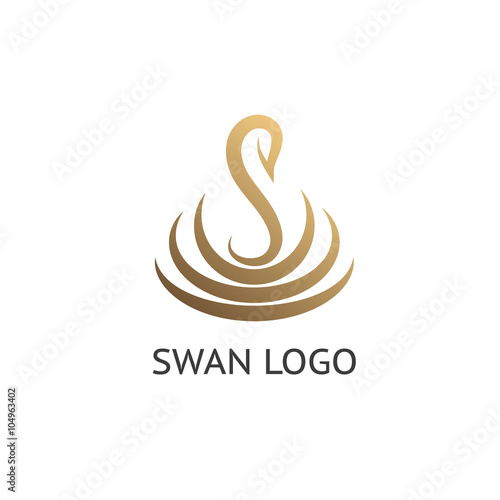 Unique concept. Geometric swan logo. Swan bird abstract vector logo design template. 