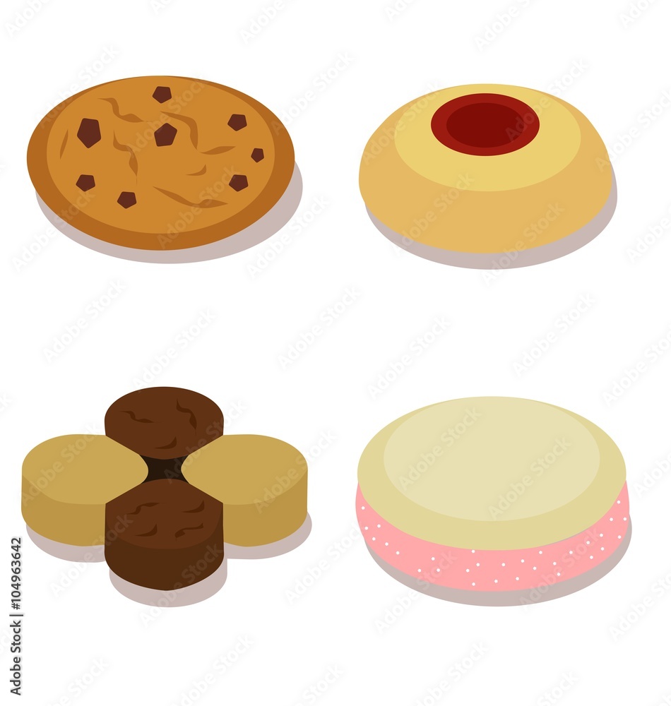 Fototapeta premium Isometric small cookies, vector