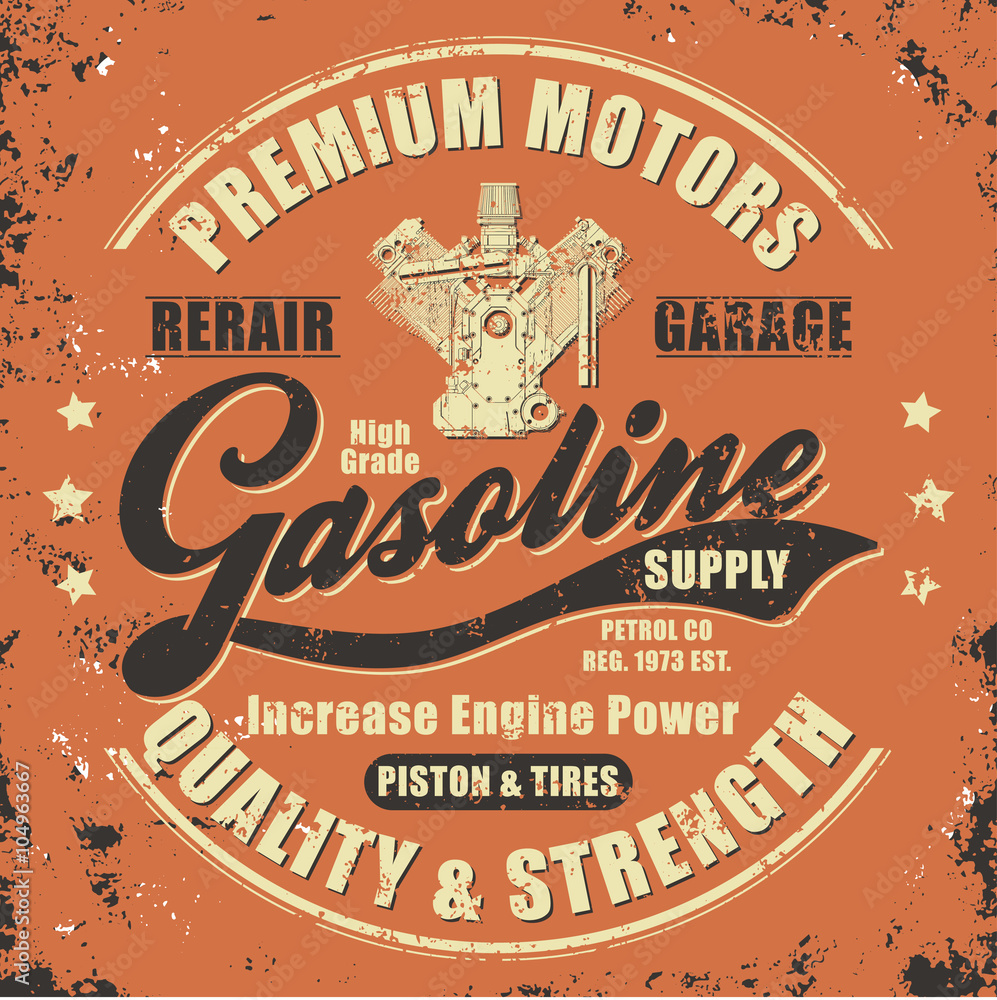 Obraz premium Vintage gasoline retro label