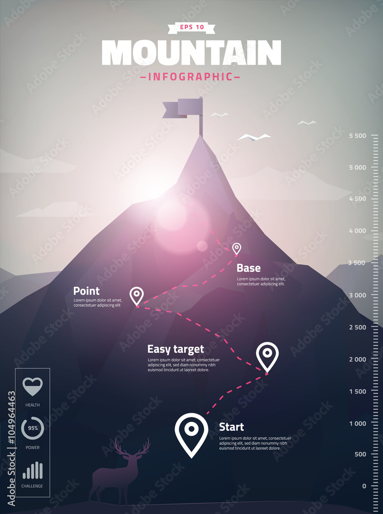 Naklejka premium infografika szczyt górski