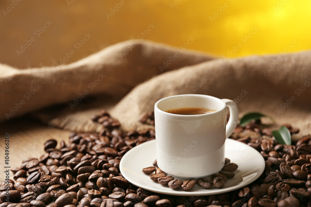 Cup of coffee on wooden table Cup of coffee on wooden table
