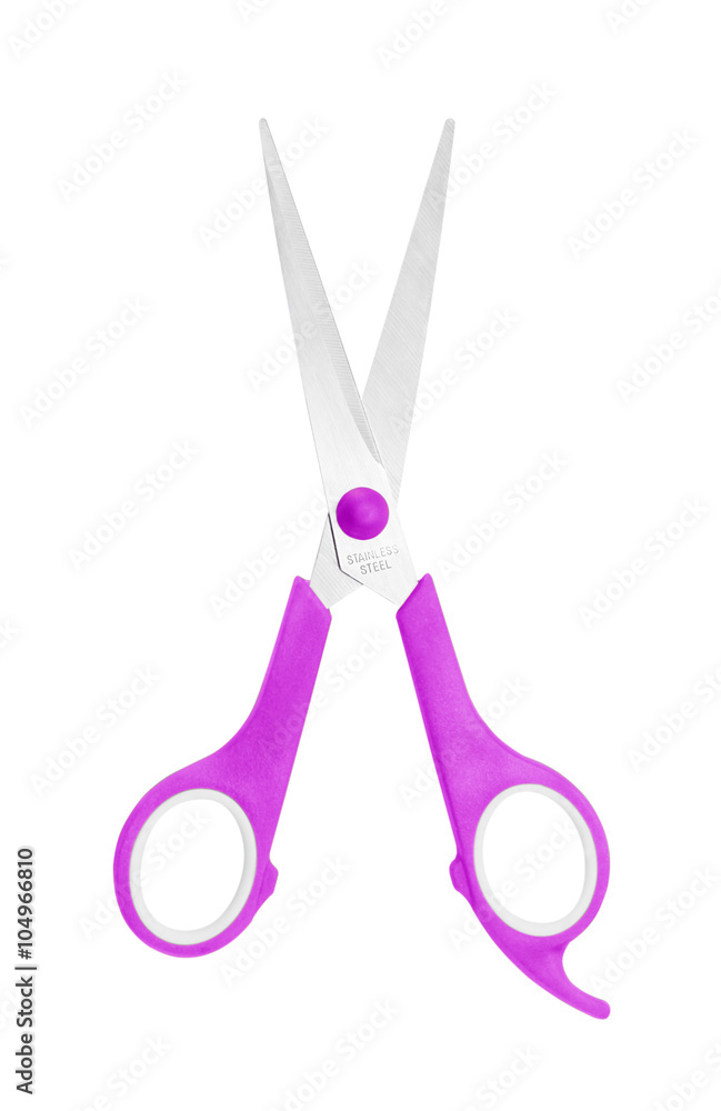purple scissors isolated on a white background purple scissors isolated on a white background