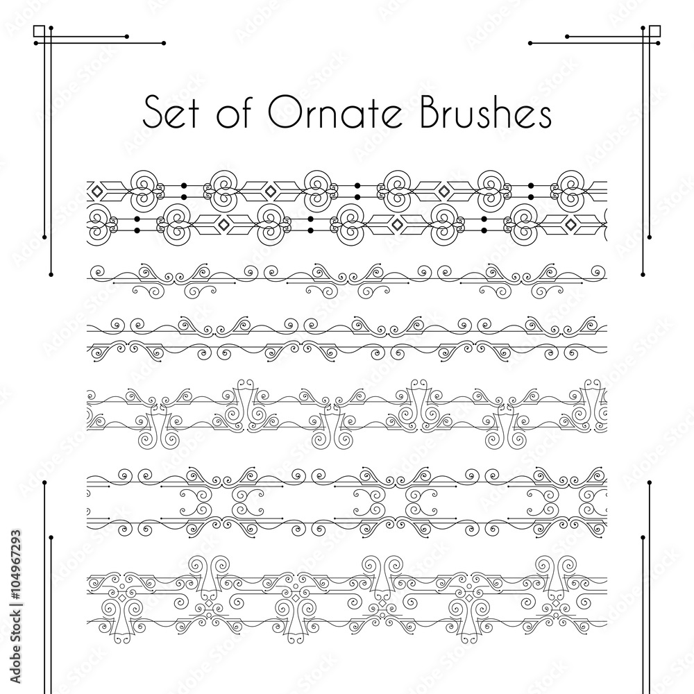 Set of ornate vector brushes.