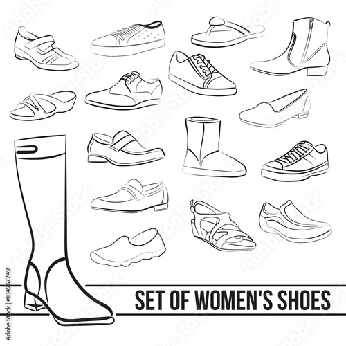 Set in the middle of women's shoes heels, painted lines