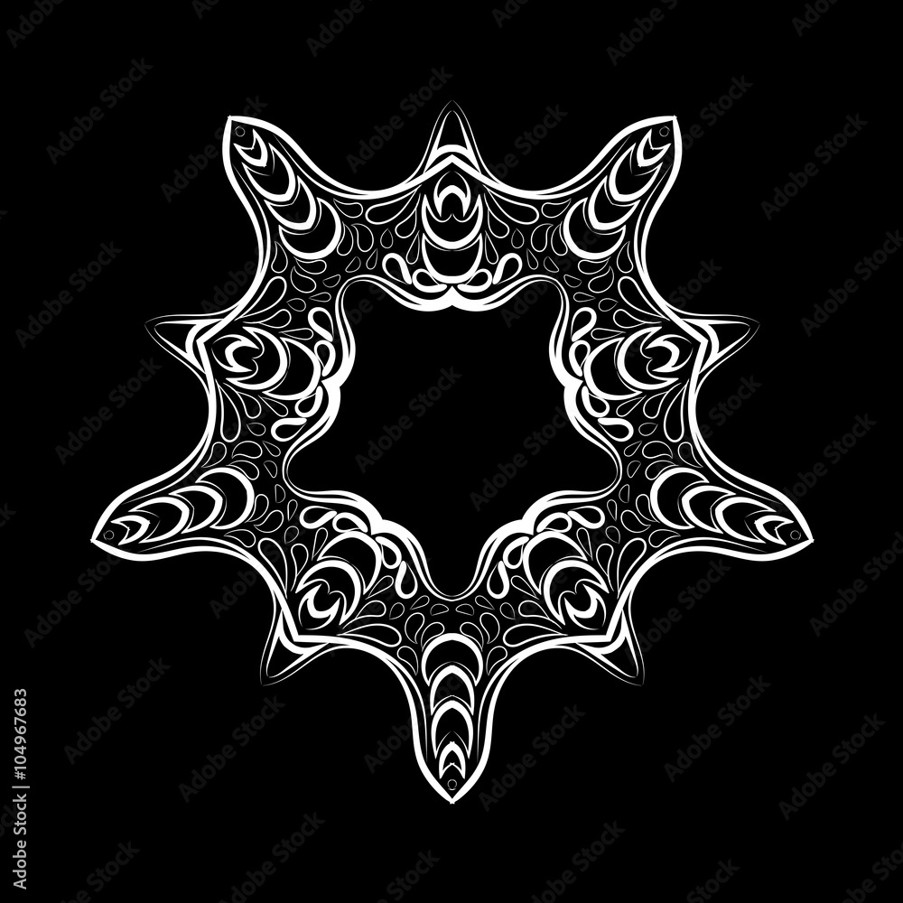 Vector monochrome flower mandala on a contrasting background. Big snowflake Vector monochrome flower mandala on a contrasting background. Big snowflake
