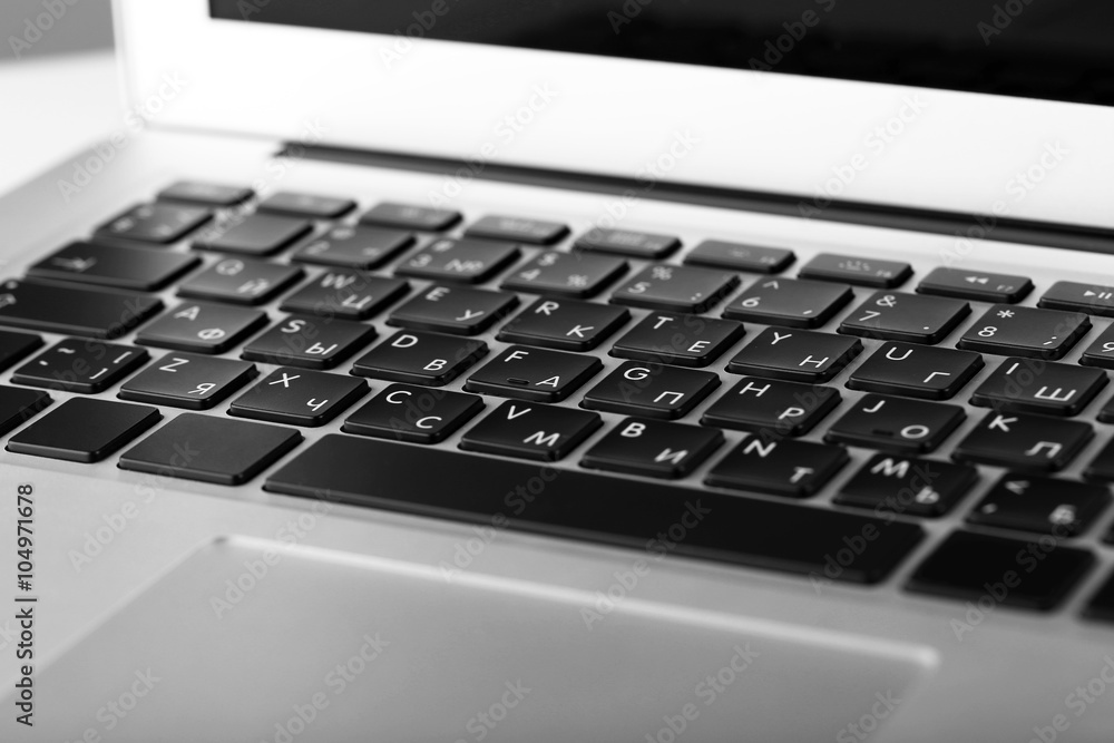 Black computer keyboard, closeup