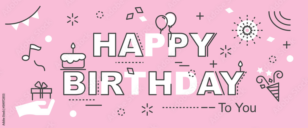 happy birthday outline banner happy birthday outline banner