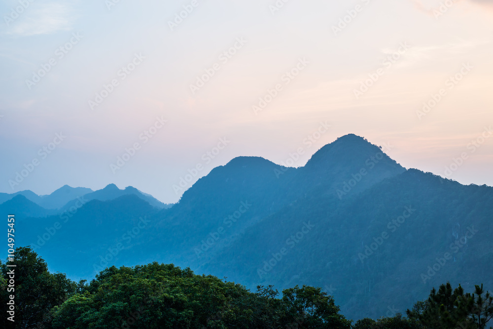 light of sunset on the mountain, Doi Ang Khang.