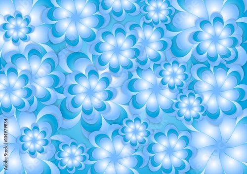 Abstract blue summer flowers vector background