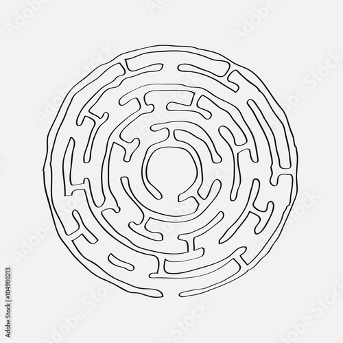 circular maze puzzle freehand drawn