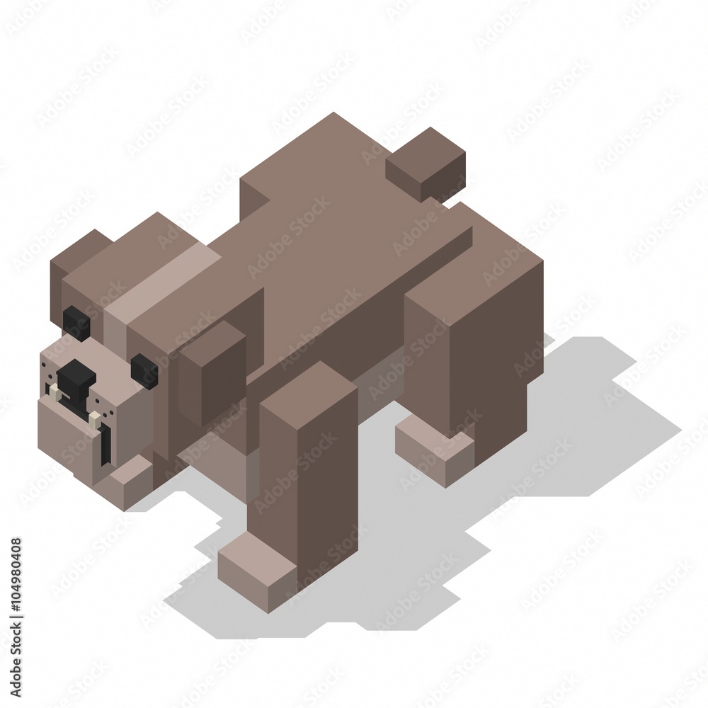 isometric rectangle design bulldog standing