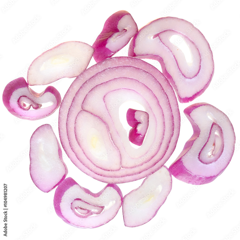 Obraz premium Onion cut close up top view