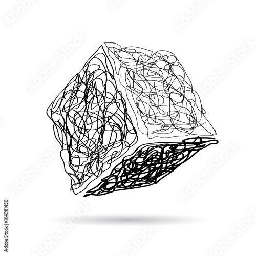Vector sign scribble of a cube