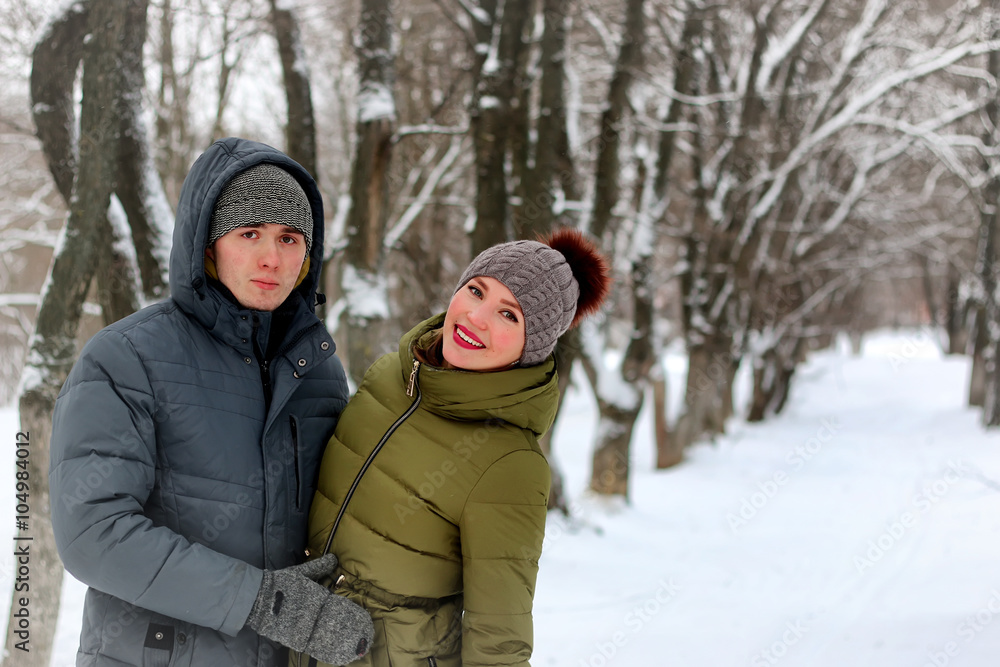 young lovers walk smile winter young lovers walk smile winter