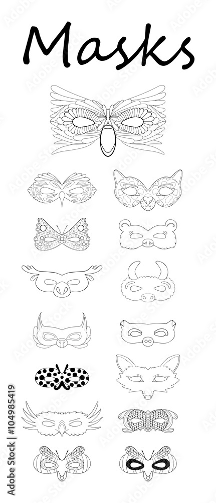 Set of line drawing masks Set of line drawing masks