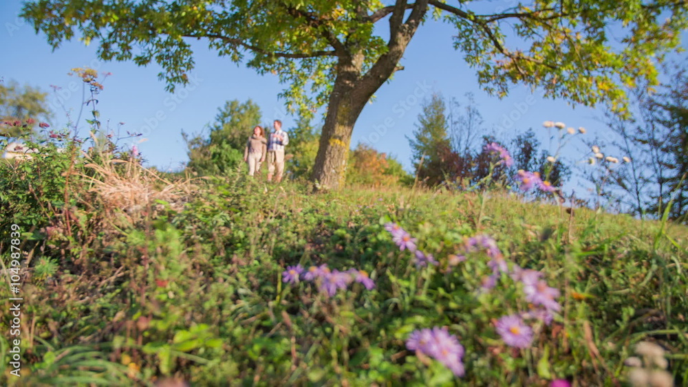 Couple on a hike on beautiful day Couple on a hike on beautiful day