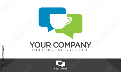 Coffee cup chat logo design for modern business branding